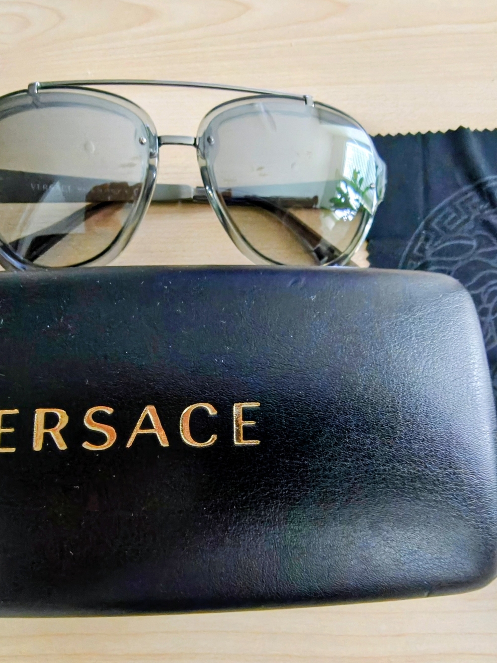 Versace Men's Gray Aviator Sunglasses - Versace